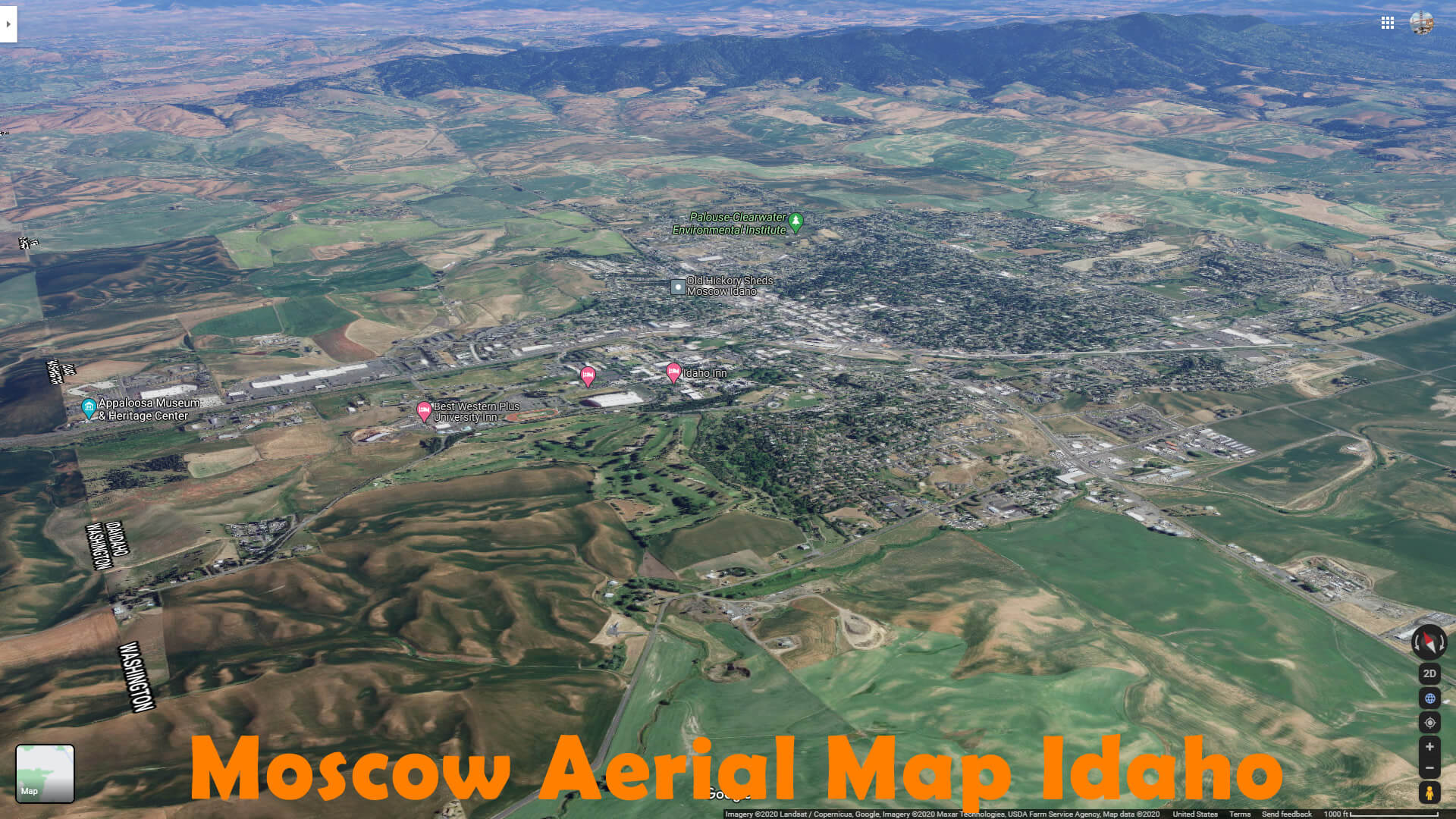 Moscow Aerial Map Idaho